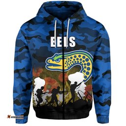 custom personalised nrl anzac day hoodie eels army style