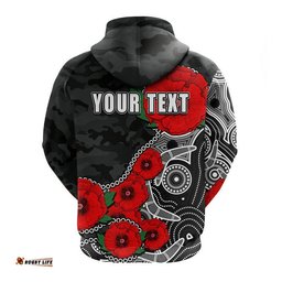 custom personalised anzac day afl magpies army mix aboriginal hoodie