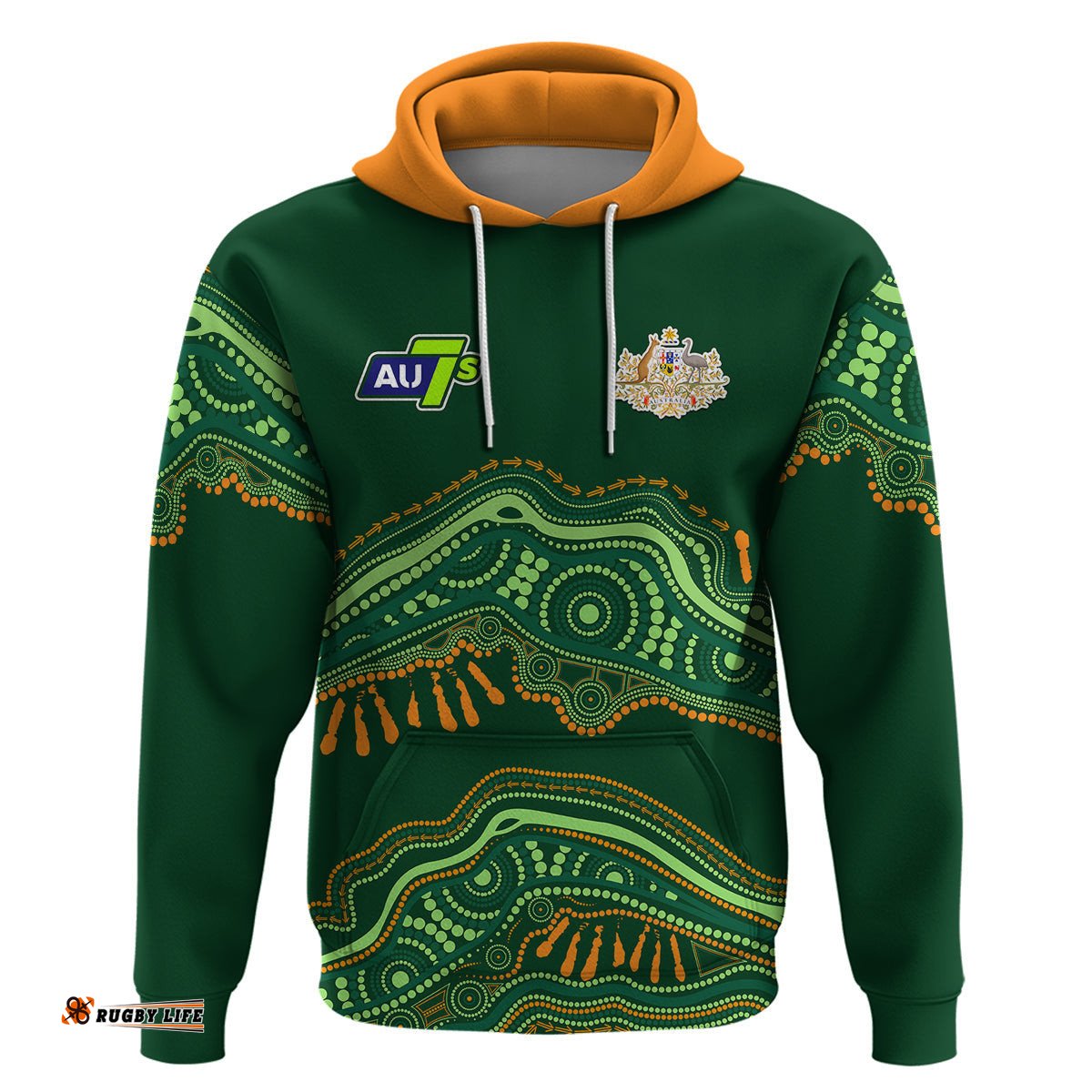 custom text and number aussie sevens rugby aboriginal art hoodie