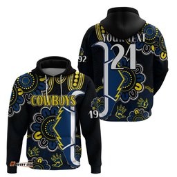 custom personalised nrl north queensland cowboys rugby hoodie est 1992 aboriginal