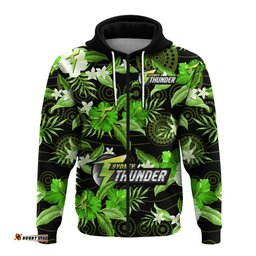 custom text and number sydney thunder cricket hoodie aboriginal art mix tropical flowers