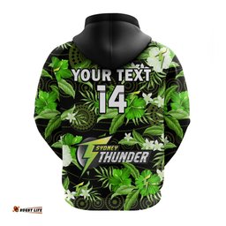 custom text and number sydney thunder cricket hoodie aboriginal art mix tropical flowers