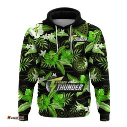 custom text and number sydney thunder cricket hoodie aboriginal art mix tropical flowers