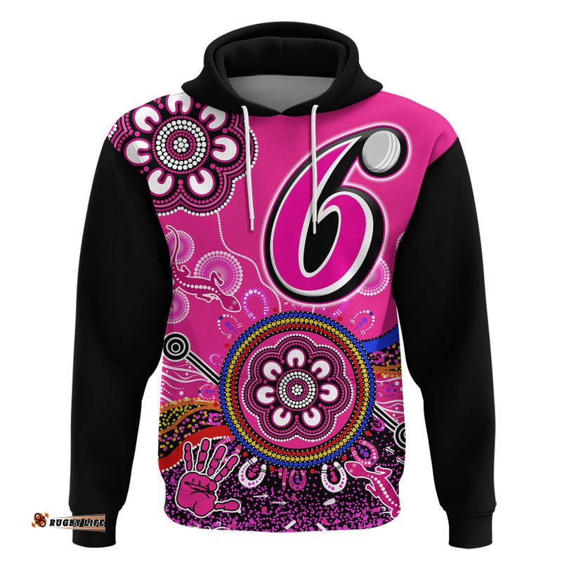 custom personalised sydney sixers zip up and pullover hoodie cricket indigenous aboriginal lizard version