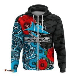 custom personalised anzac day nrl sharks army mix aboriginal hoodie