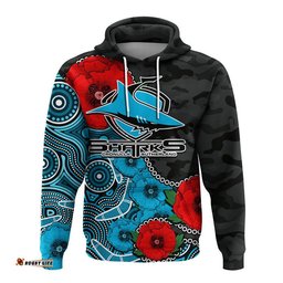 custom personalised anzac day nrl sharks army mix aboriginal hoodie