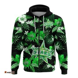 melbourne stars cricket hoodie aboriginal art mix tropical flowers