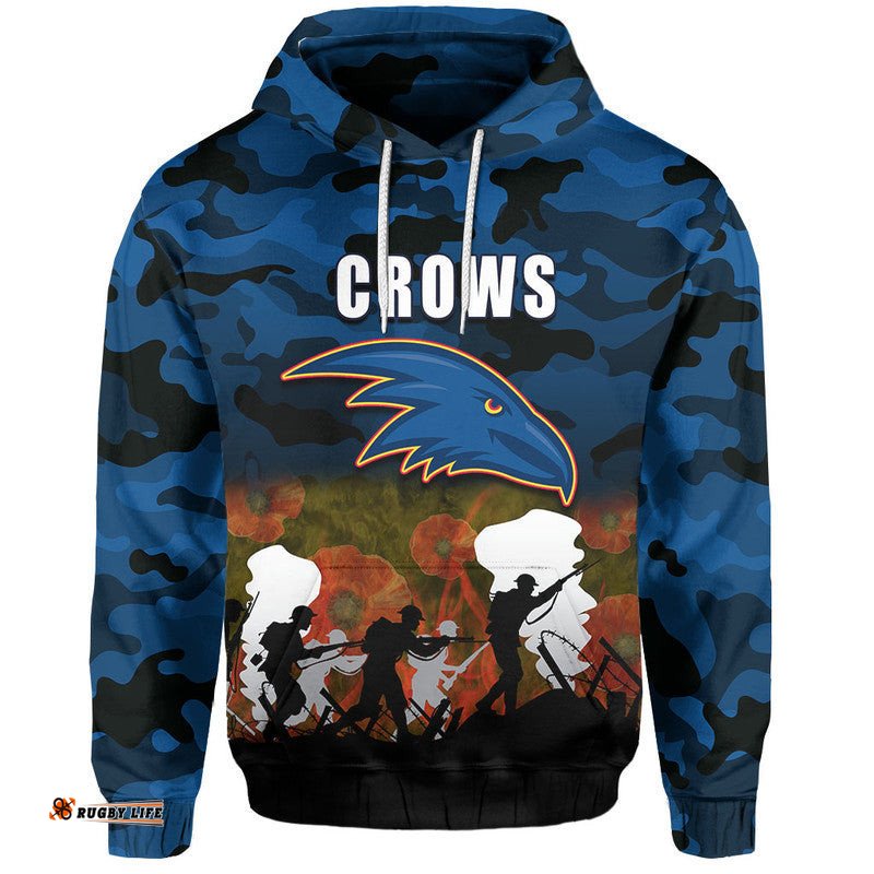 custom personalised afl anzac day hoodie crows army style
