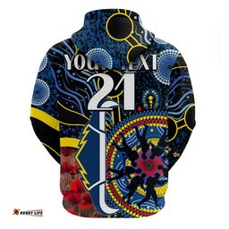 custom personalised cowboys rugby anzac zip up and pullover hoodie aboriginal military and poppy flowers