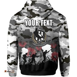 custom personalised afl anzac day hoodie magpies army style