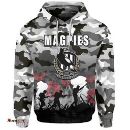 custom personalised afl anzac day hoodie magpies army style