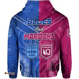 blues and maroons rugby hoodie origin nsw combine queensland aboriginal australian