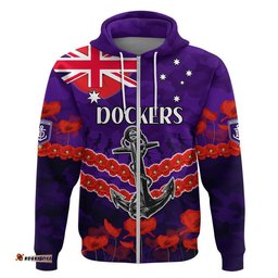 custom personalised dockers football anzac zip up and pullover hoodie lest we forget