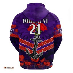 custom personalised dockers football anzac zip up and pullover hoodie lest we forget