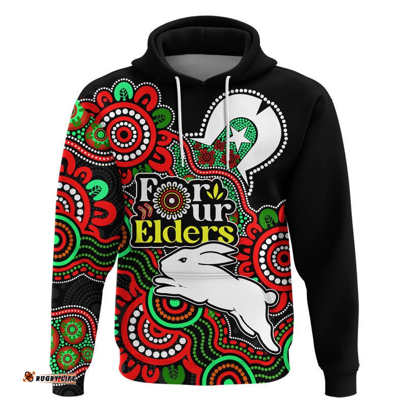 rabbitohs rugby zip up and pullover hoodie naidoc torres strait for our elders