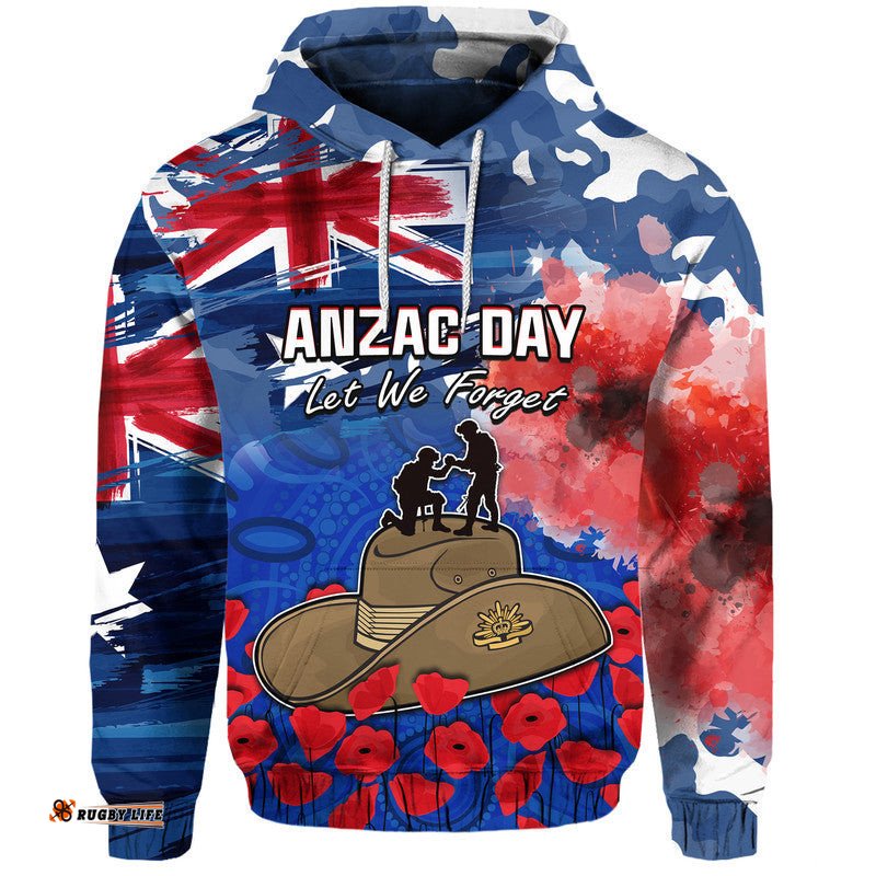 custom personalised australia anzac day zip up and pullover hoodie grunge australia flag and red poppy