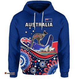 custom personalised australia day zip up and pullover hoodie indigenous kangaroo and boomerang