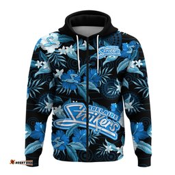 custom text and number adelaide strikers cricket hoodie aboriginal art mix tropical flowers