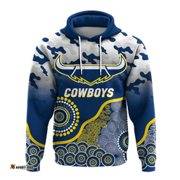 custom personalised cowboys rugby anzac day camouflage indigenous art hoodie
