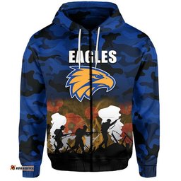 custom personalised afl anzac day hoodie eagles army style