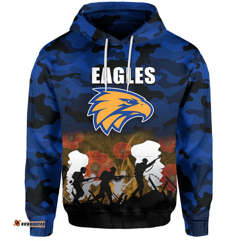 custom personalised afl anzac day hoodie eagles army style