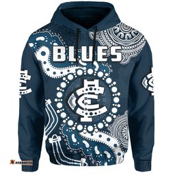 carlton football hoodie blues 1864 boomerang indigenous artsy