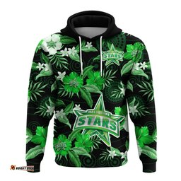 custom text and number melbourne stars cricket hoodie aboriginal art mix tropical flowers
