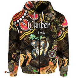 australian astrology zip up and pullover hoodie cancer koala zodiac aboriginal vibes gold