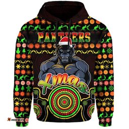 custom personalised panthers christmas vibe with aboriginal dot panting style zip up and pullover hoodie