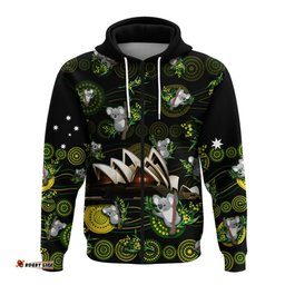 australia hoodie aboriginal golden wattle mix koala and sydney opera house
