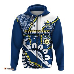 custom text and number cowboys rugby hoodie indigenous art