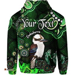 custom personalised australian astrology zip up and pullover hoodie sagittarius kookaburra zodiac aboriginal vibes green
