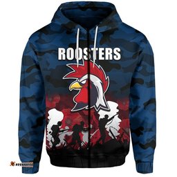 custom personalised nrl anzac day hoodie roosters army style