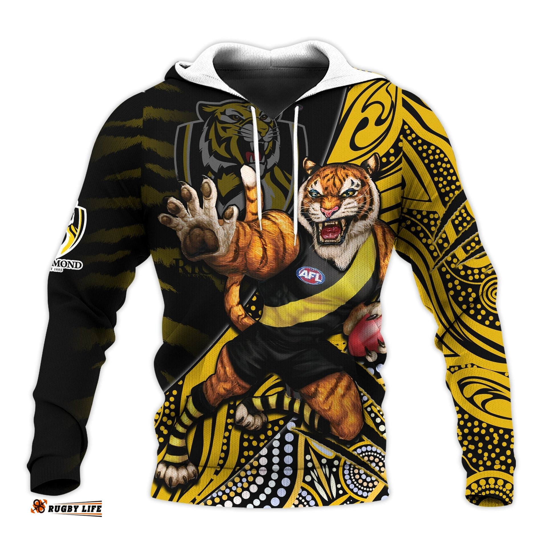 richmond football hoodie aboriginal go the tigers mascot