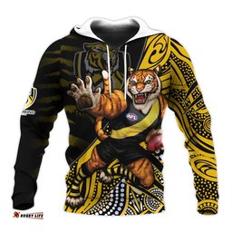 richmond football hoodie aboriginal go the tigers mascot