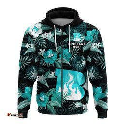 custom text and number brisbane heat cricket hoodie aboriginal art mix tropical flowers