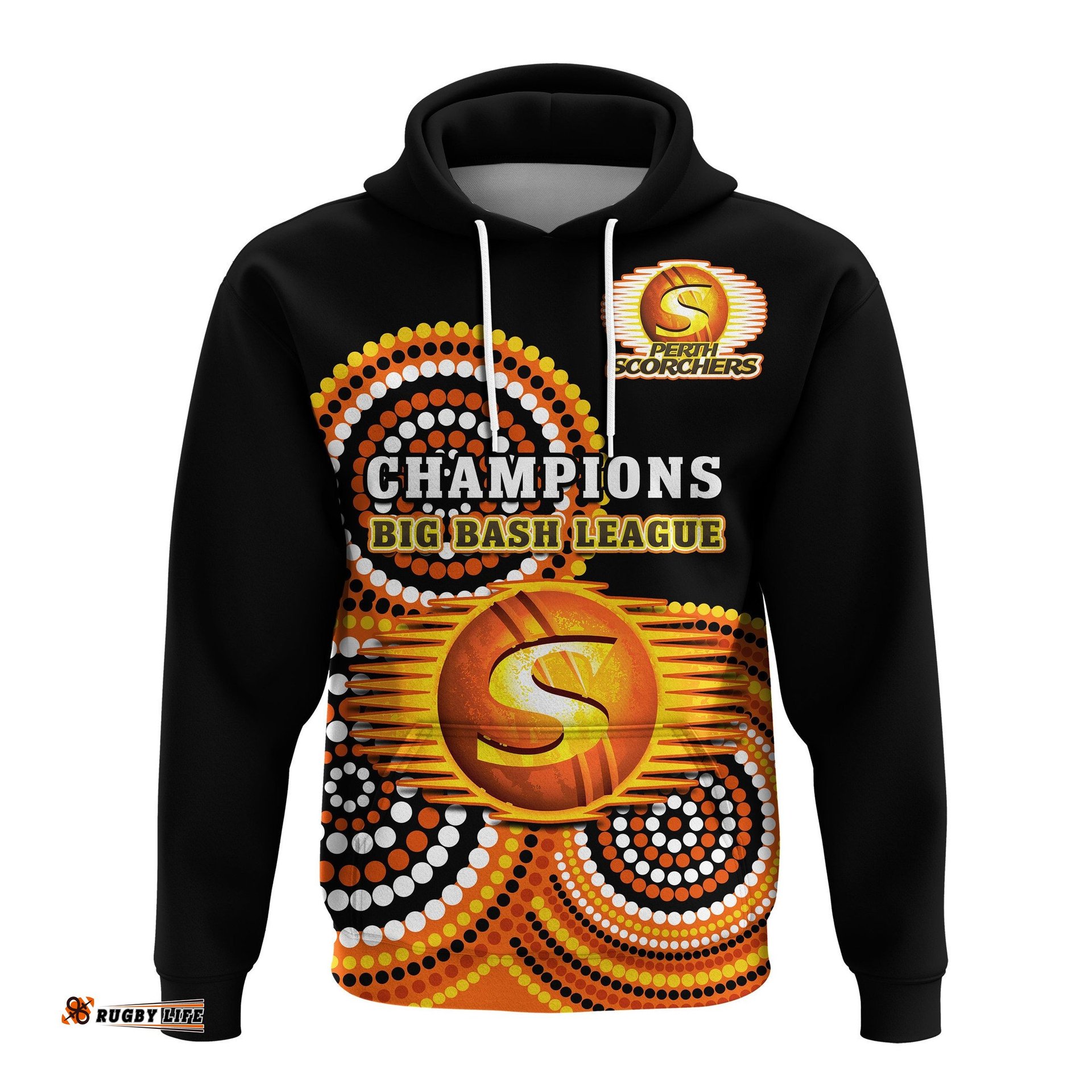 perth scorchers cricket hoodie champions bbl12 proud indigenous art
