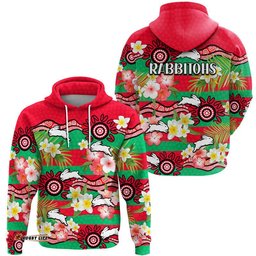 rabbitohs rugby zip up and pullover hoodie tropical flowers and palm hawaiian style