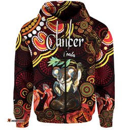 australian astrology zip up and pullover hoodie cancer koala zodiac aboriginal vibes red