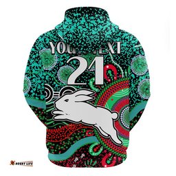 custom personalised rabbitohs rugby zip up and pullover hoodie aboriginal dots