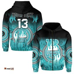 custom text and number brisbane heat hoodie aboriginal sunshine