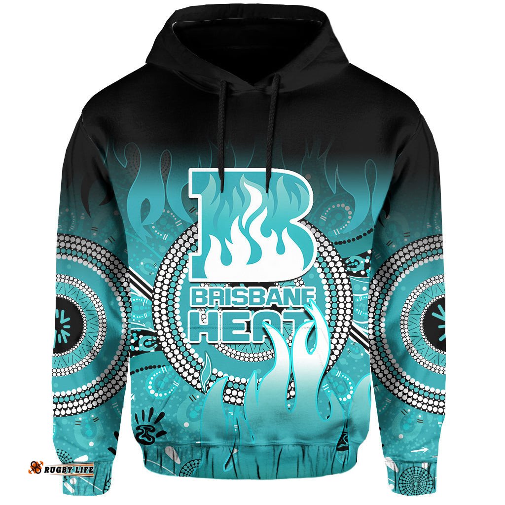 custom text and number brisbane heat hoodie aboriginal sunshine