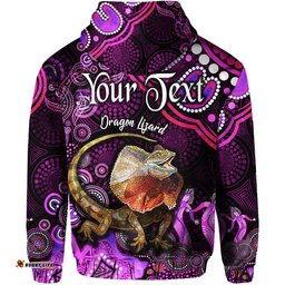 custom personalised australian astrology zip up and pullover hoodie leo dragon lizard zodiac aboriginal vibes pink