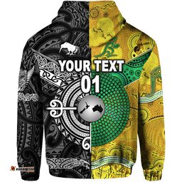 custom personalised new zealand maori all black and australia wallabies aboriginal zip up and pullover hoodie rugby together
