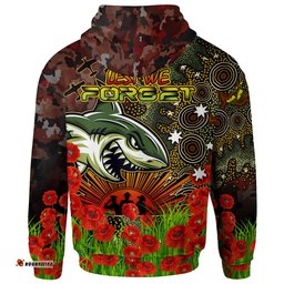 cronulla anzac hoodie custom anzac remembrance poppy and indigenous patterns hoodie