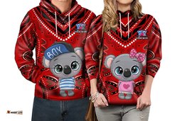 custom personalised australia valentine cute koala couple hoodie aboriginal valentine red