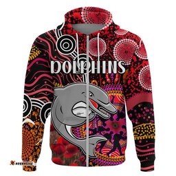 custom personalised dolphins rugby anzac zip up and pullover hoodie aboriginal military and poppy flowers