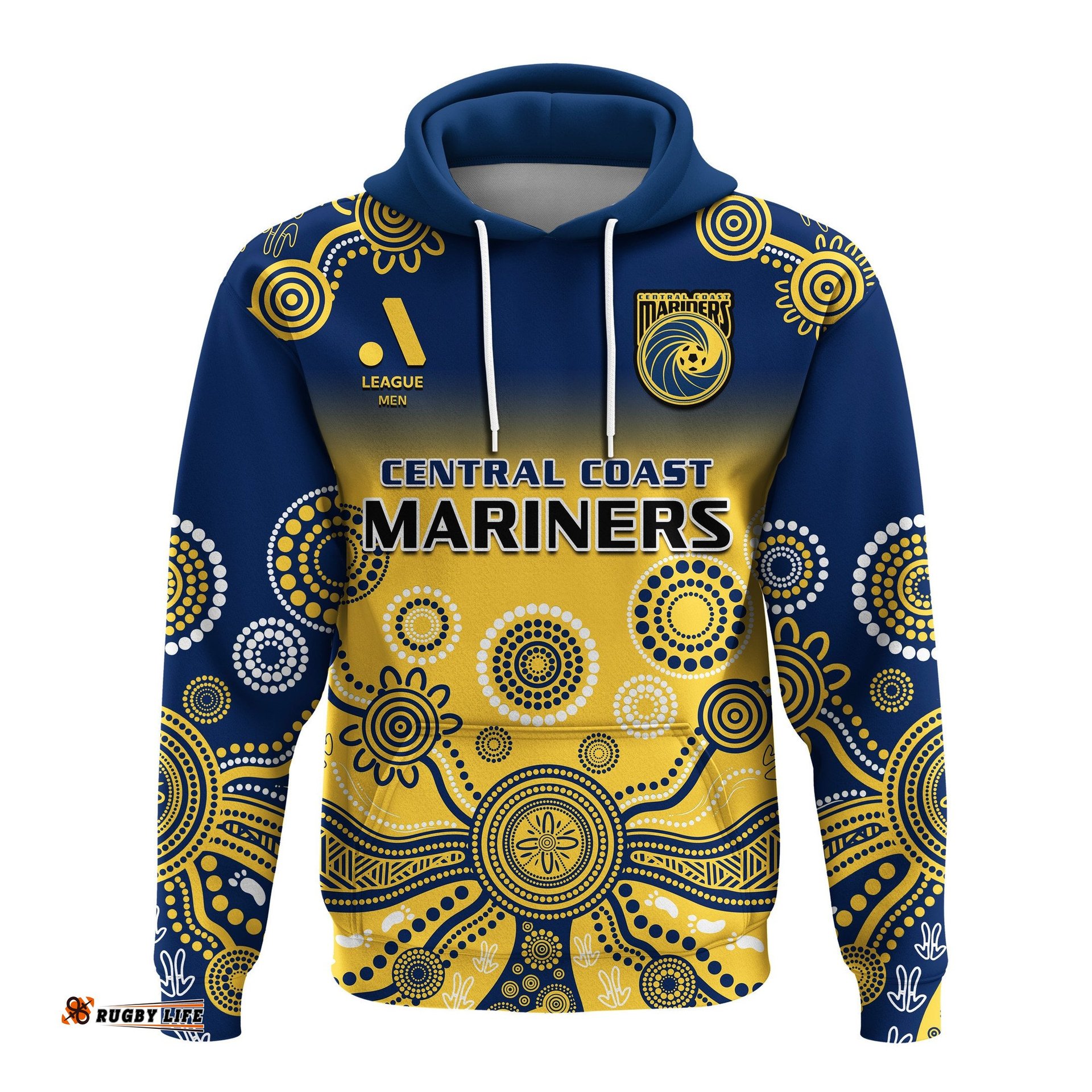 central coast football hoodie a league men mariners 2004 indigenous gradient style