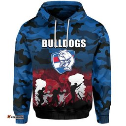 custom personalised afl anzac day hoodie bulldogs army style