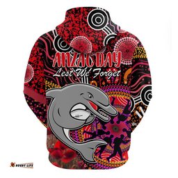 dolphins rugby anzac zip up and pullover hoodie aboriginal military and poppy flowers